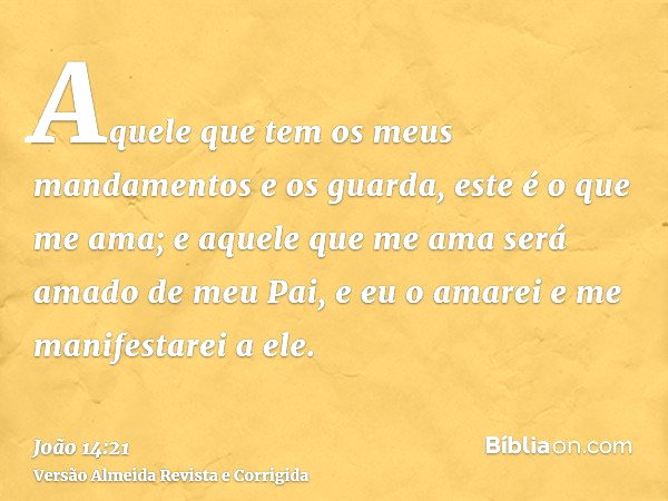 João 14:21 (Aquele que me ama guarda os meus mandamentos) - Bíblia