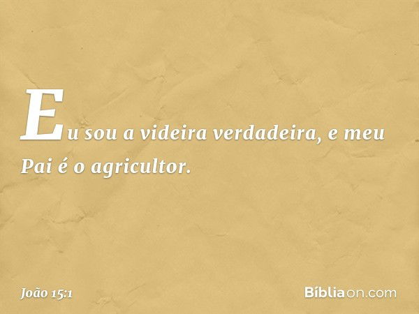 "Eu sou a videira verdadeira, e meu Pai é o agricultor. -- João 15:1