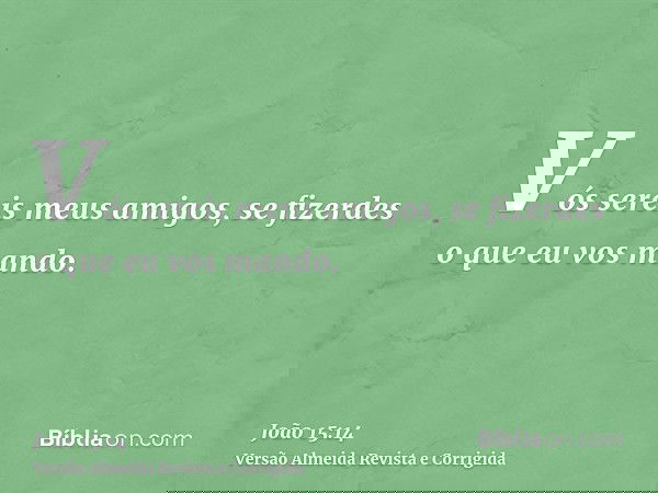 Vós sereis meus amigos, se fizerdes o que eu vos mando.