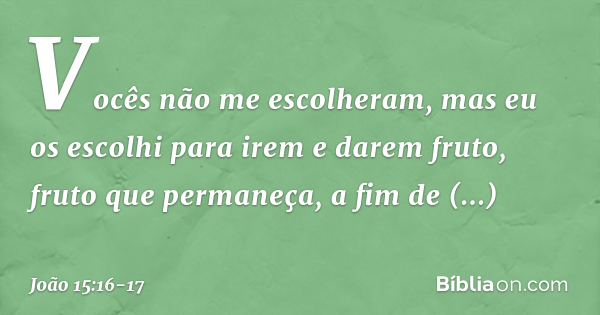 João 15:16-17 (Não foi você que me escolheu, mas eu escolhi a vós) - Bíblia