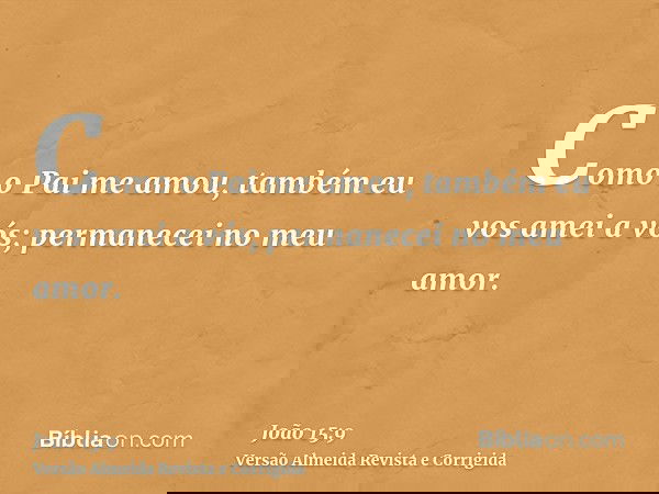 Como o Pai me amou, também eu vos amei a vós; permanecei no meu amor.