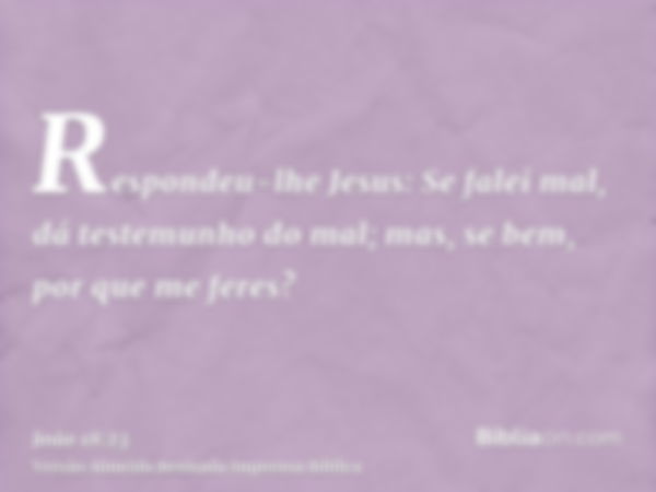 Respondeu-lhe Jesus: Se falei mal, dá testemunho do mal; mas, se bem, por que me feres?