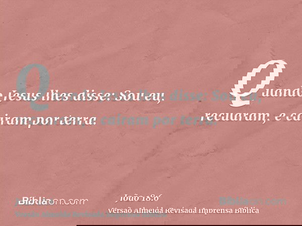 Quando Jesus lhes disse: Sou eu, recuaram, e cairam por terra.