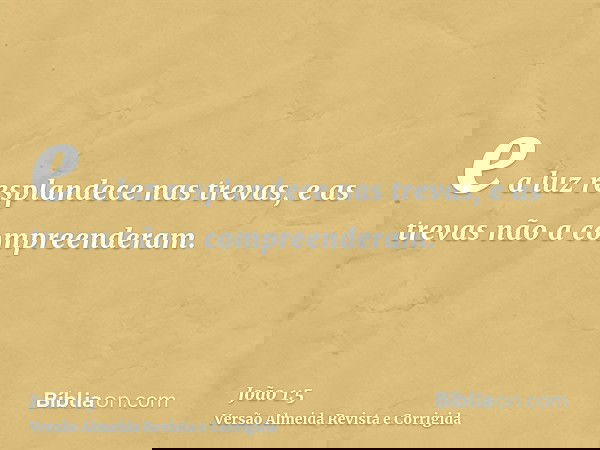 e a luz resplandece nas trevas, e as trevas não a compreenderam.