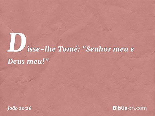 Disse-lhe Tomé: "Senhor meu e Deus meu!" -- João 20:28