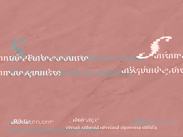 Saíram então Pedro e o outro discípulo e foram ao sepulcro.
