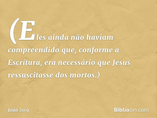 (Eles ainda não haviam compreendido que, conforme a Escritura, era necessário que Jesus ressuscitasse dos mortos.) -- João 20:9