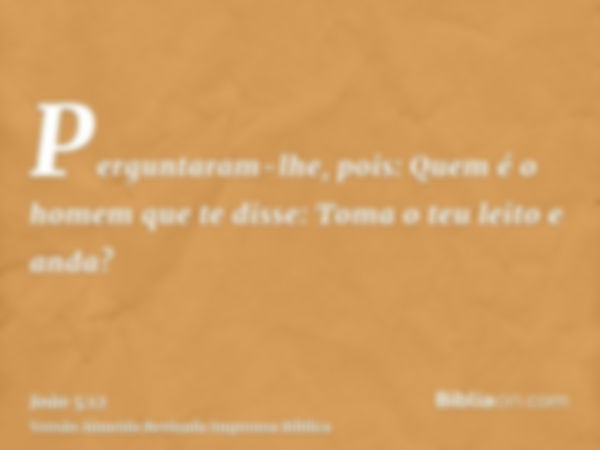 Perguntaram-lhe, pois: Quem é o homem que te disse: Toma o teu leito e anda?