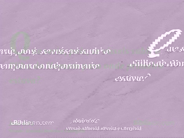 Que seria, pois, se vísseis subir o Filho do Homem para onde primeiro estava?