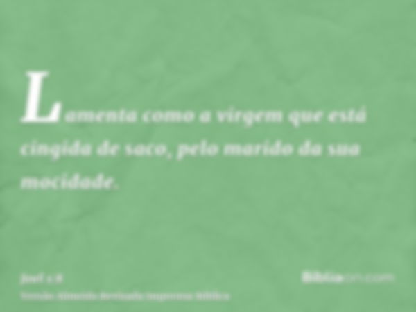 Lamenta como a virgem que está cingida de saco, pelo marido da sua mocidade.