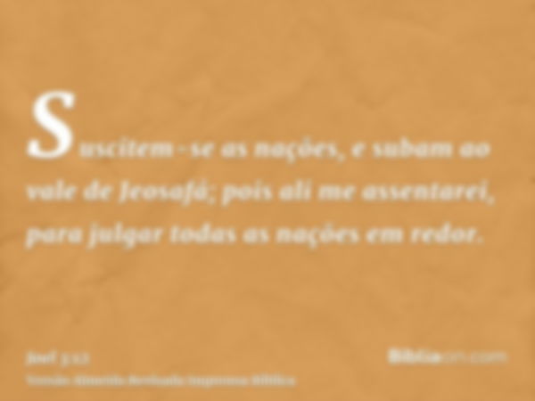 Suscitem-se as nações, e subam ao vale de Jeosafá; pois ali me assentarei, para julgar todas as nações em redor.