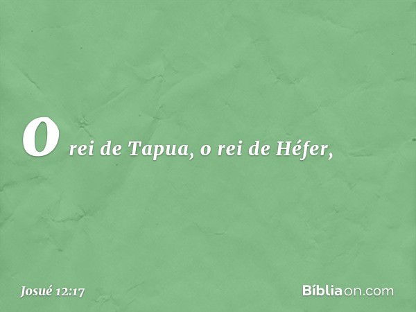 o rei de Tapua, o rei de Héfer, -- Josué 12:17