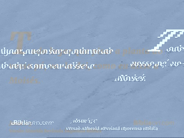 Todo lugar que pisar a planta do vosso pé, vo-lo dei, como eu disse a Moisés.