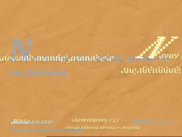 Novas são cada manhã; grande é a tua fidelidade.