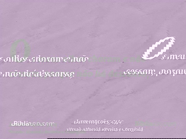 Os meus olhos choram e não cessam, porque não há descanso,