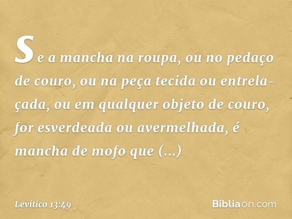 se a mancha na roupa, ou no pedaço de couro, ou na peça tecida ou entrela­çada, ou em qualquer objeto de couro, for es­verdeada ou avermelhada, é mancha de mofo