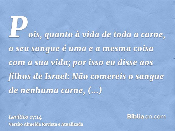 Levítico 17:14 - Bíblia