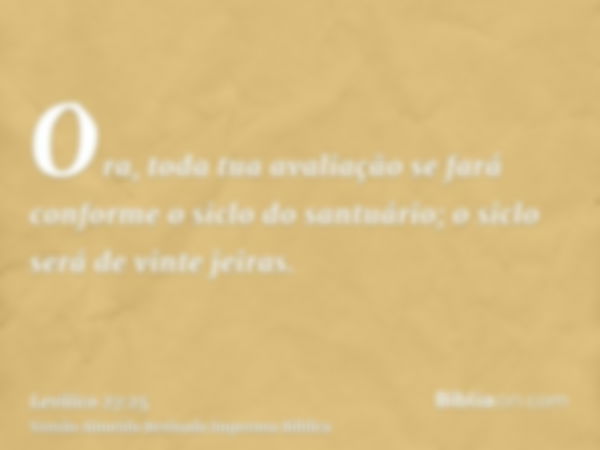 Ora, toda tua avaliação se fará conforme o siclo do santuário; o siclo será de vinte jeiras.