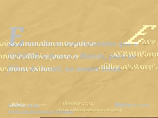 Estes são os mandamentos que o SENHOR ordenou a Moisés, para os filhos de Israel, no monte Sinai.