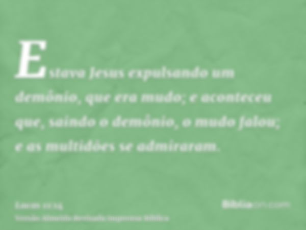 Estava Jesus expulsando um demônio, que era mudo; e aconteceu que, saindo o demônio, o mudo falou; e as multidões se admiraram.