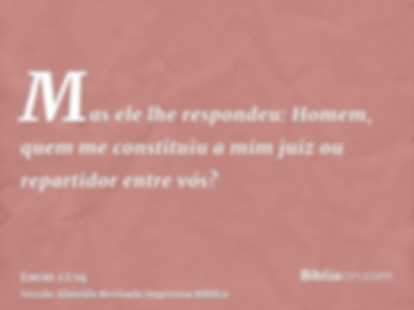 Mas ele lhe respondeu: Homem, quem me constituiu a mim juiz ou repartidor entre vós?