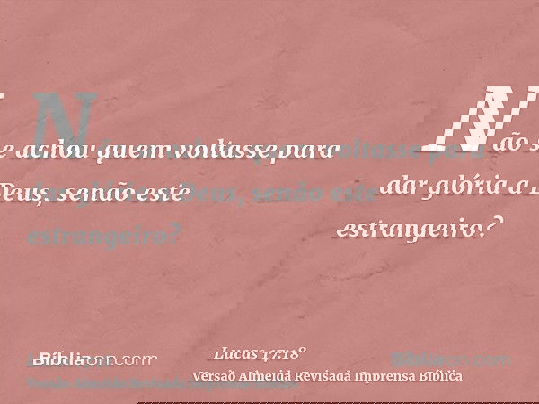 Não se achou quem voltasse para dar glória a Deus, senão este estrangeiro?