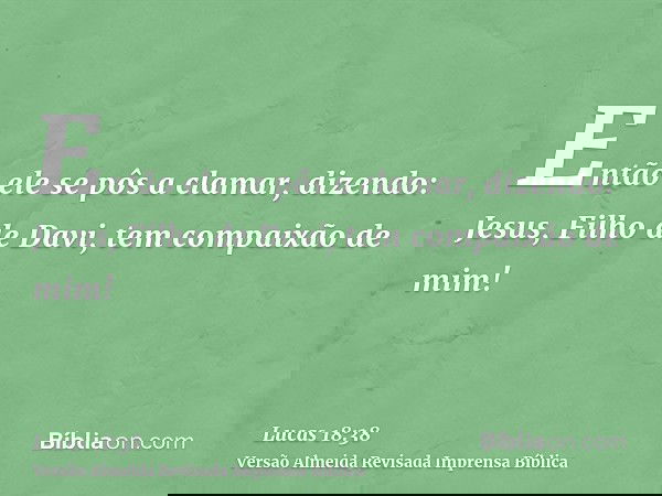 Então ele se pôs a clamar, dizendo: Jesus, Filho de Davi, tem compaixão de mim!
