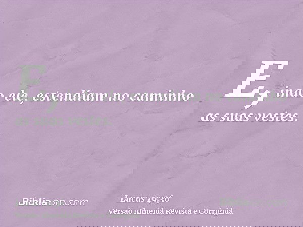 E, indo ele, estendiam no caminho as suas vestes.