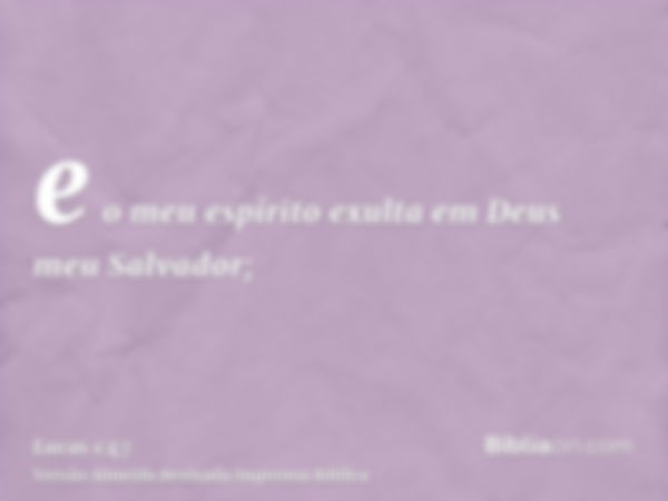 e o meu espírito exulta em Deus meu Salvador;