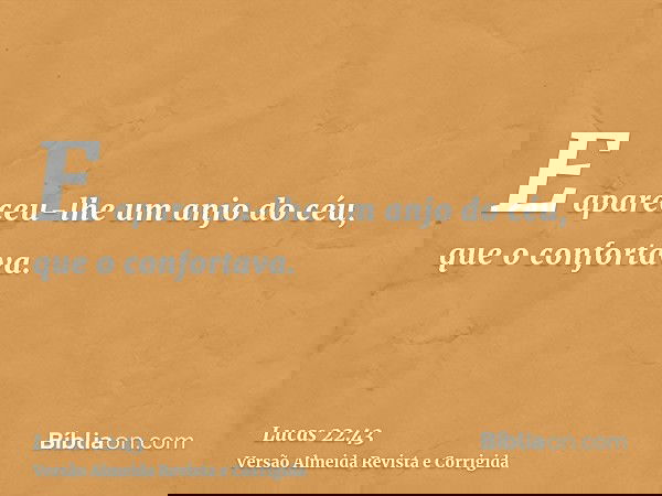 E apareceu-lhe um anjo do céu, que o confortava.