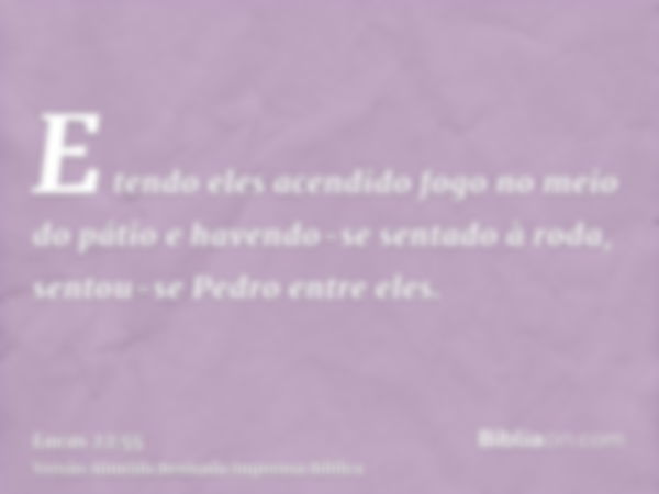 E tendo eles acendido fogo no meio do pátio e havendo-se sentado à roda, sentou-se Pedro entre eles.