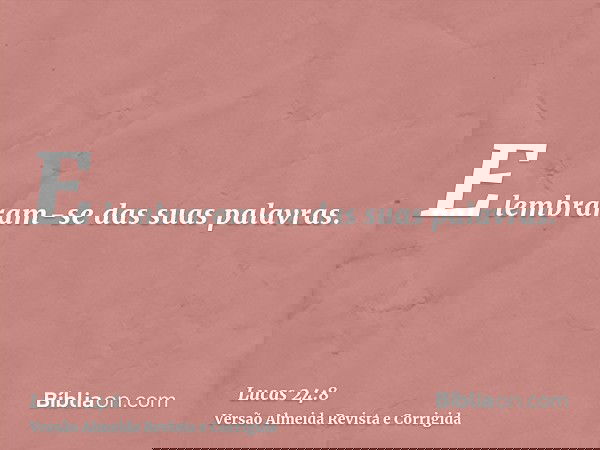 E lembraram-se das suas palavras.