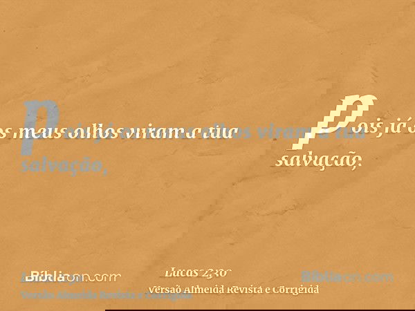 pois já os meus olhos viram a tua salvação,