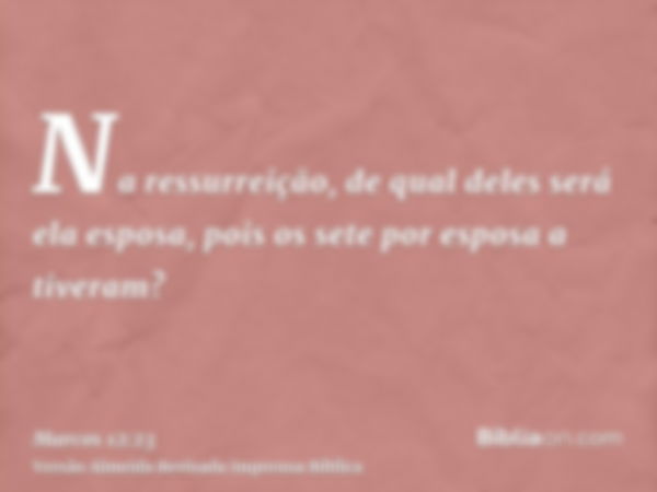 Na ressurreição, de qual deles será ela esposa, pois os sete por esposa a tiveram?