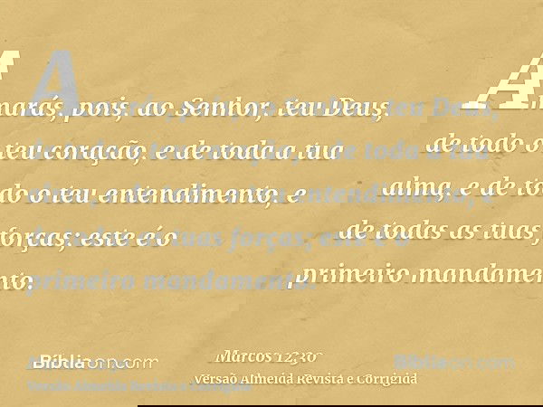 Amarás, pois, ao Senhor, teu Deus, de todo o teu coração, e de toda a tua alma, e de todo o teu entendimento, e de todas as tuas forças; este é o primeiro manda