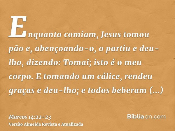 Marcos 14:22-23 - Bíblia