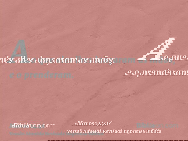 Ao que eles lhes lançaram as mãos, e o prenderam.