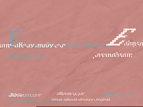 E lançaram-lhe as mãos e o prenderam.