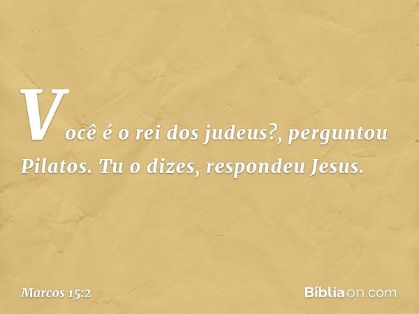 "Você é o rei dos judeus?", perguntou Pilatos.
"Tu o dizes", respondeu Jesus. -- Marcos 15:2