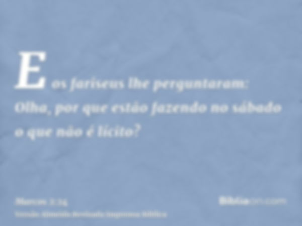 E os fariseus lhe perguntaram: Olha, por que estão fazendo no sábado o que não é lícito?