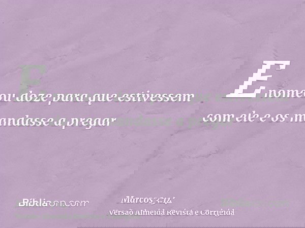 E nomeou doze para que estivessem com ele e os mandasse a pregar