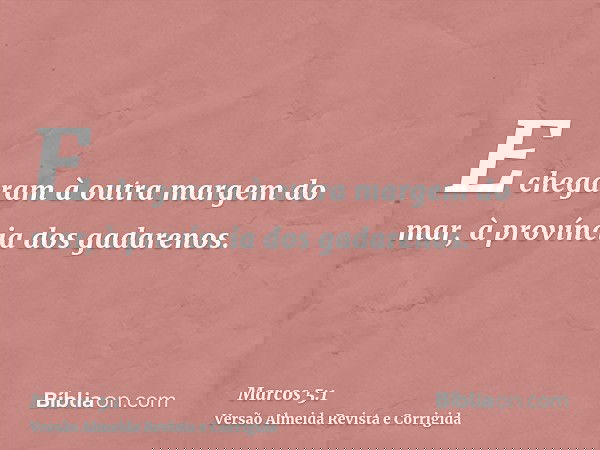 E chegaram à outra margem do mar, à província dos gadarenos.