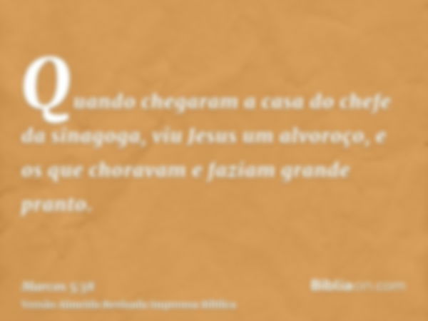 Quando chegaram a casa do chefe da sinagoga, viu Jesus um alvoroço, e os que choravam e faziam grande pranto.