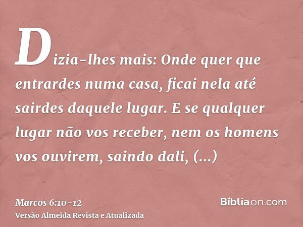 Marcos 6:10-12 - Bíblia