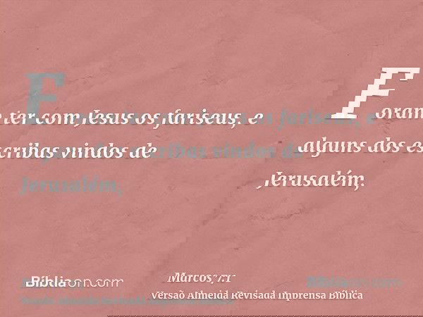 Foram ter com Jesus os fariseus, e alguns dos escribas vindos de Jerusalém,