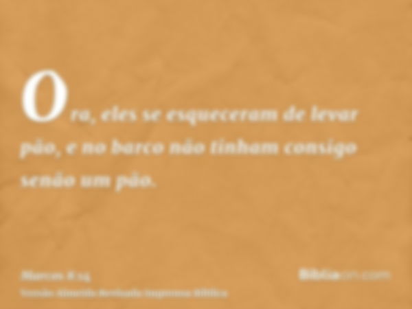 Ora, eles se esqueceram de levar pão, e no barco não tinham consigo senão um pão.