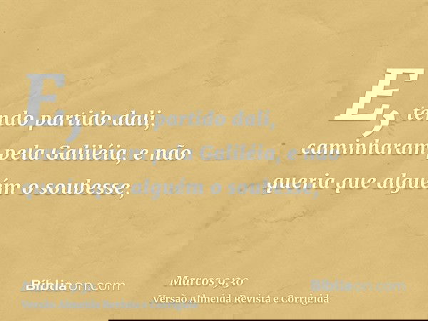 E, tendo partido dali, caminharam pela Galiléia, e não queria que alguém o soubesse,