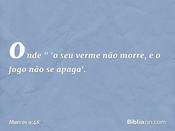 onde
" 'o seu verme não morre,
e o fogo não se apaga'. -- Marcos 9:48