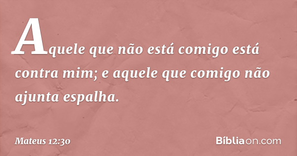 El que no está conmigo está contra mí» (Mt 12: 30, Lc 11: 23