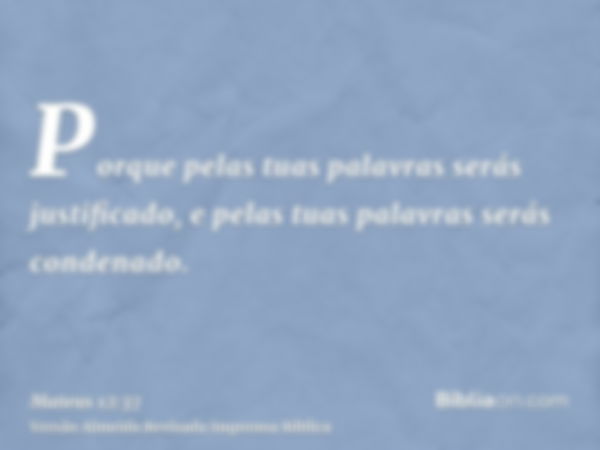 Porque pelas tuas palavras serás justificado, e pelas tuas palavras serás condenado.